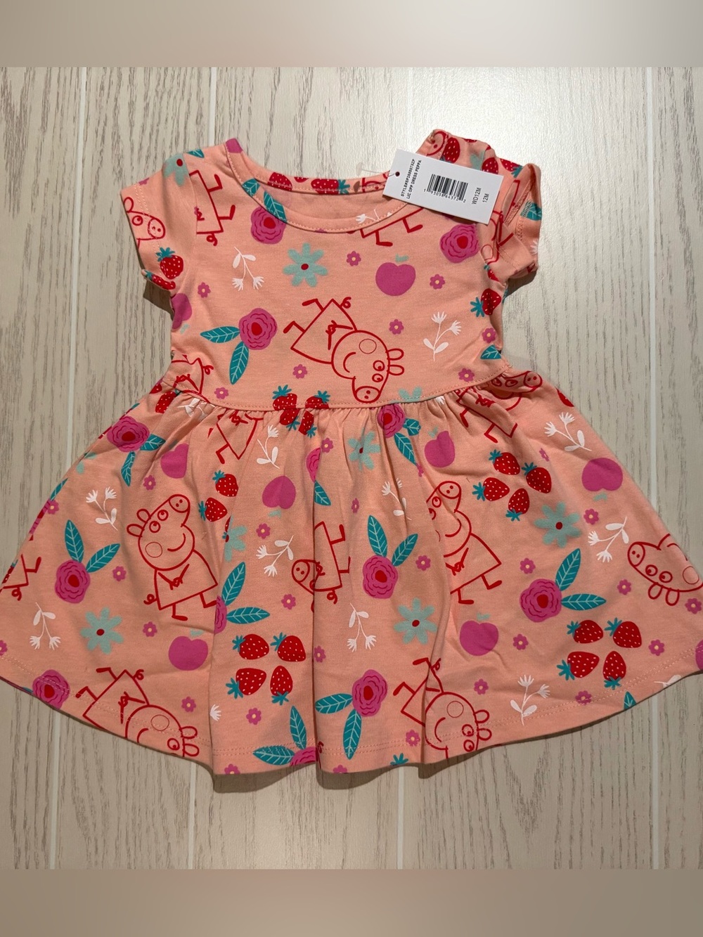 Peppa Pig Baby Girls Pink Strawberry‎ Floral Dress 12M NWT